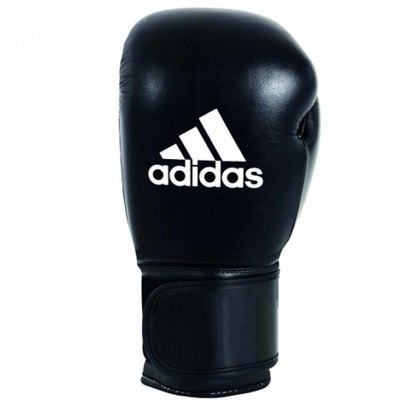 Zwart leren (kick)bokshandschoenen van Adidas.