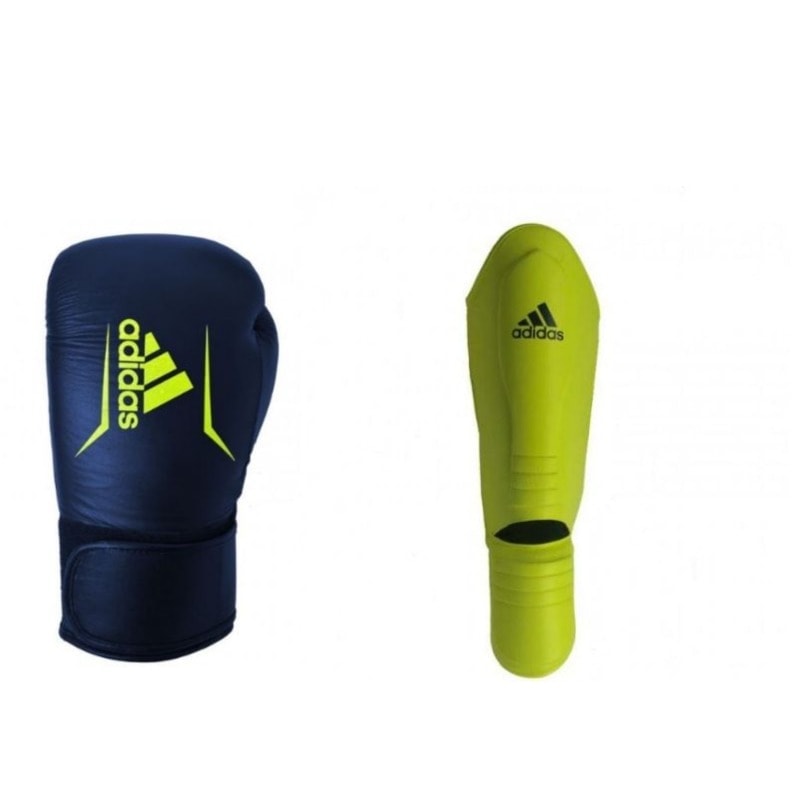 Adidas Leren Kickboks Set Speed 175 Blauw-Geel kopen? Fightplaza