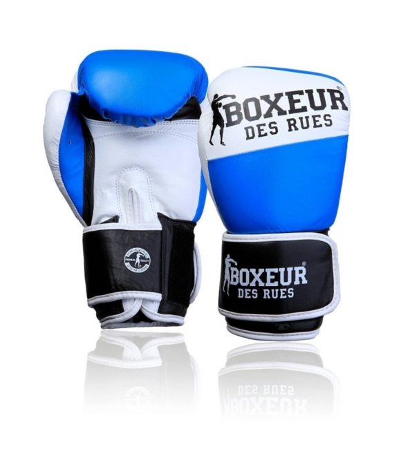 Boxeur des rues premium logo (kick)bokshandschoenen leder blauw