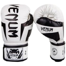 Wit zwarte (kick)bokshandschoenen van Venum elite.