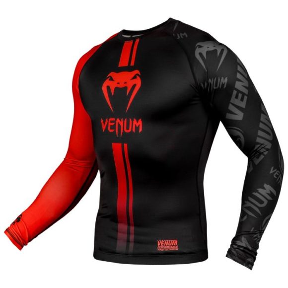 Venum logos rashguard long sleeves zwart rood 2