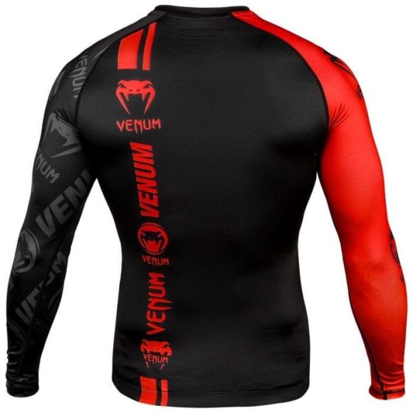 Venum logos rashguard long sleeves zwart rood 4