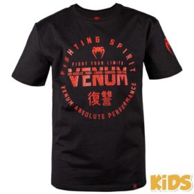 Zwart rood t-shirt voor kids van Venum signature.