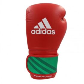 Rood groen witte Speed Pro bokshandschoenen van adidas.