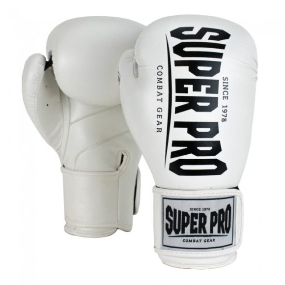 Wit zwarte kickbokshandschoenen van Super Pro, de Combat Gear Champ.