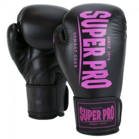 Zwart roze kickbokshandschoenen van Super Pro, de Combat Gear Champ.