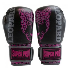 (Kick)bokshandschoenen voor kinderen van Super Pro met luipaard print.