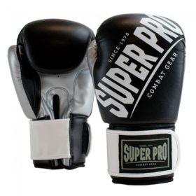 Zwarte rebelse (kick)bokshandschoenen van Super Pro.