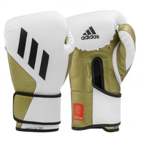 Leren wit gouden (kick)bokshandschoenen van Adidas, de Speed Tilt 350v.