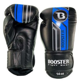 Zwart blauwe (kick)bokshandschoenen van Booster, de v9.