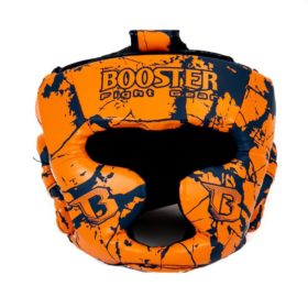 Oranje zwarte hoofdbeschermer van Booster, de hgl b2 youth marble.