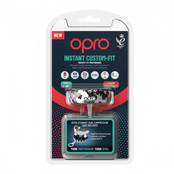 OPRO Gebitsbeschermer Instant Custom Fit V2 Camo Zwart Wit Zilver Volwassenen 2