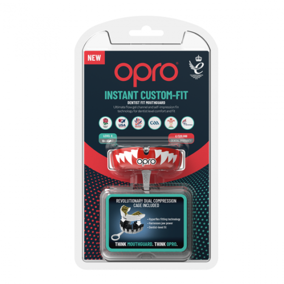 OPRO Gebitsbeschermer Instant Custom Fit V2 Jawz Rood Wit Goud Volwassenen 2