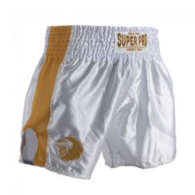 Wit goud thai en kickboks broekje van Super Pro Brave.