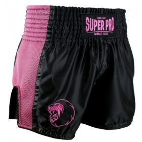 Zwart roze thai en kickboks broekje van Super Pro Brave.
