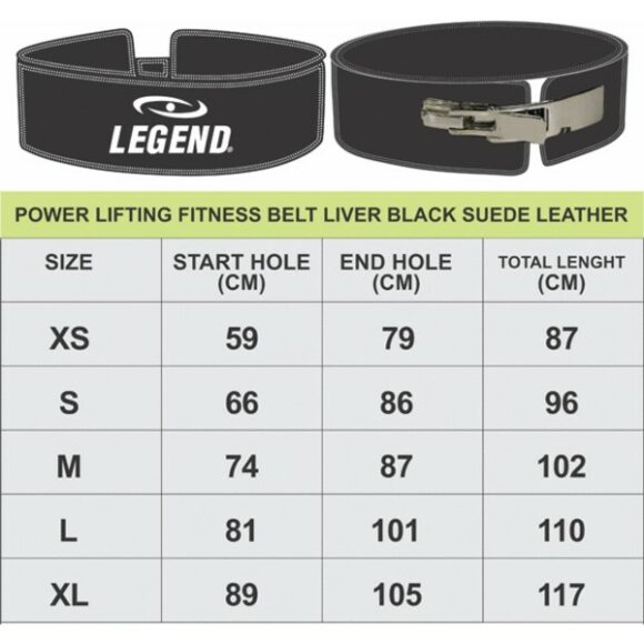 Legend Sports Power Lifting Fitness Riem lever zwart suede leer