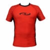 Een rood Legend Sports rashguard / compressieshirt met korte mouwen voor dames en heren.