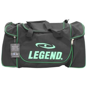 Zwarte sporttas met drie rits vakken van Legend Sports.
