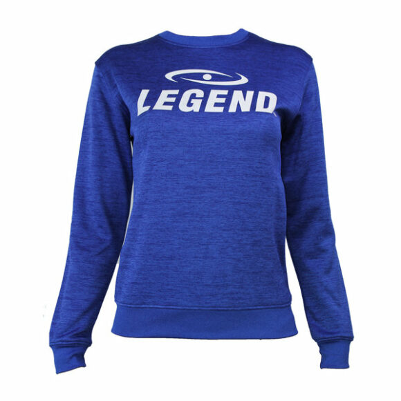 Een blauwe trui van Legend Sports voor volwassenen en kinderen.