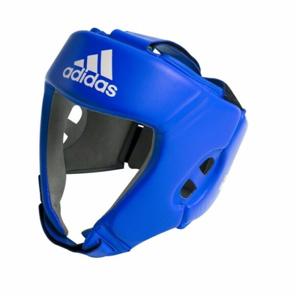 Blauw leren Adidas IBA hoofdbeschermer voor boksen voor volwassenen.