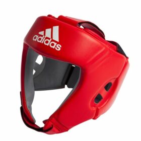 Rood leren Adidas IBA hoofdbeschermer voor boksen voor volwassenen.