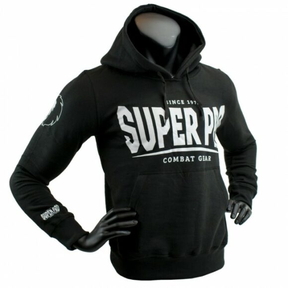 Zwarte hoodie van Super Pro voor dames en heren.