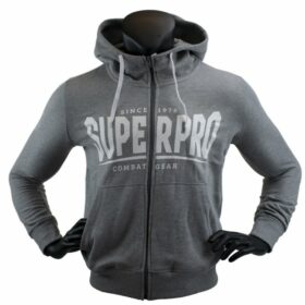 Super Pro Hoodie met Rits S.P. Logo Grijs Wit 2