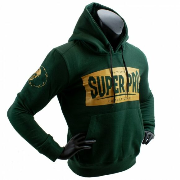 Groene hoodie met rits van Super Pro voor dames en heren.
