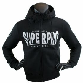 Super Pro Hoodie met Rits S.P. Logo Zwart Wit 2