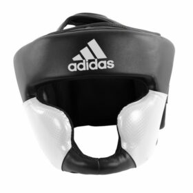 Zwart witte hoofdbeschermer van Adidas.