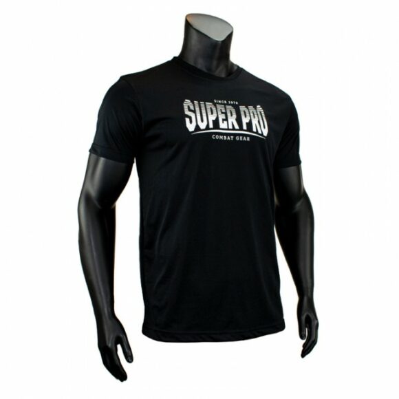 Een zwart t-shirt voor dames en heren van Super Pro.