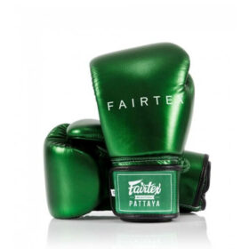 Groene microfiber kickbokshandschoenen van Fairtex.