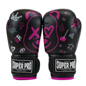 Zwart roze bokshandschoenen van Super Pro, voor kinderen.