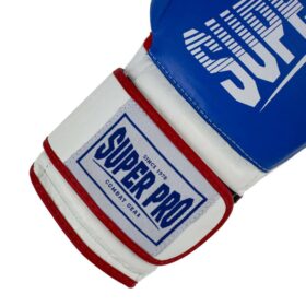 Super Pro Stripes lederen KickBokshandschoenen Blauw Wit Rood 5 1