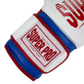 Super Pro Stripes lederen KickBokshandschoenen Wit Rood 5 1