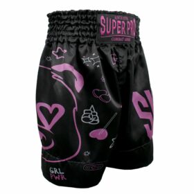 Zwart roze kickboksbroekje van Super Pro, voor kinderen.